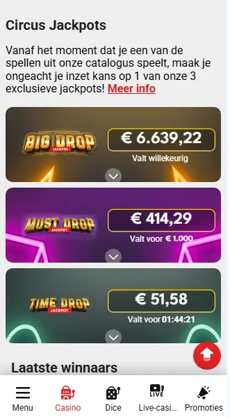Casino voor iOS CIRCUS BE
