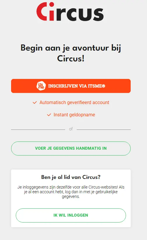 Beveiligingsinstellingen CIRCUS BE
